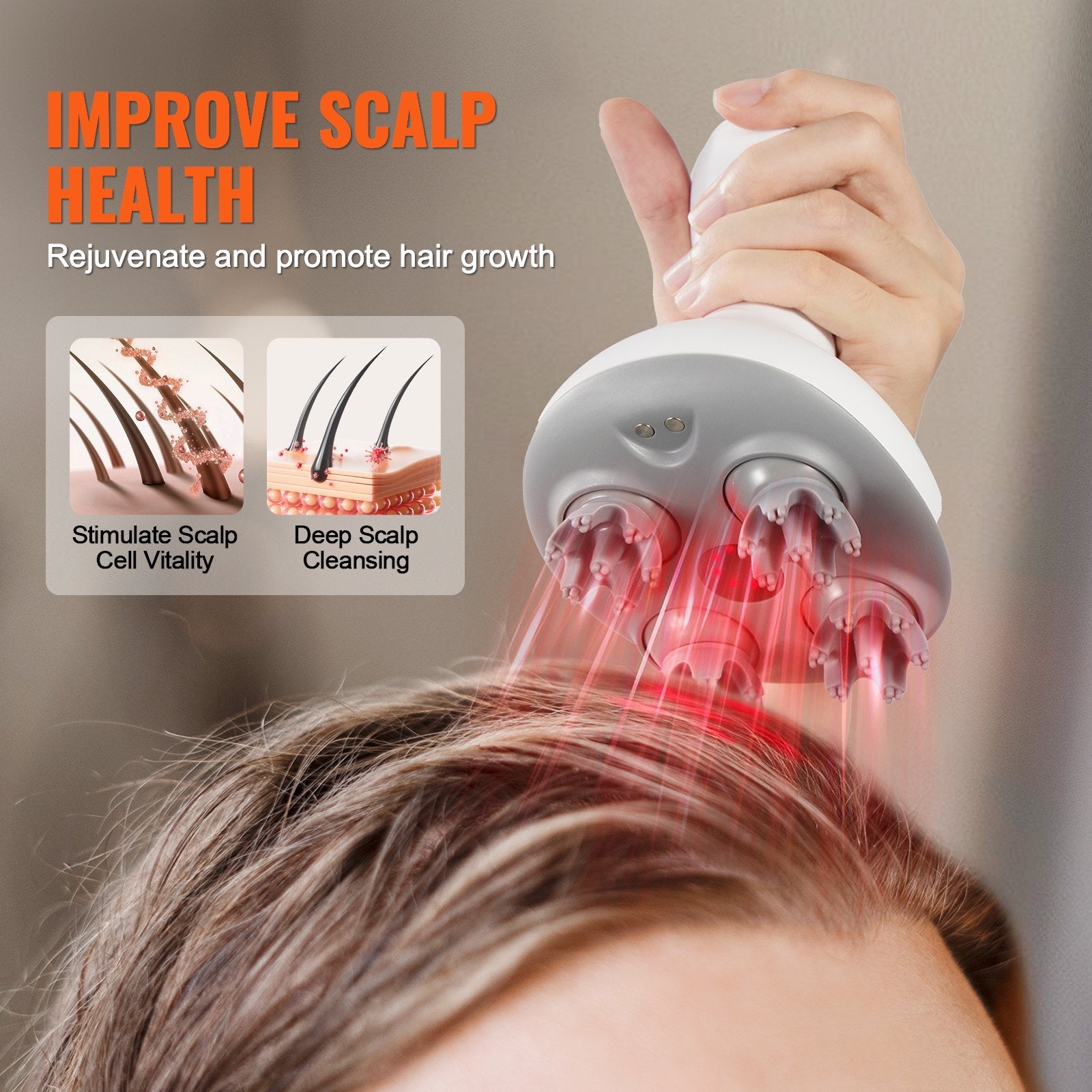 VEVOR Rechargeable Electric Scalp Massager - Waterproof and Portable Head Massager